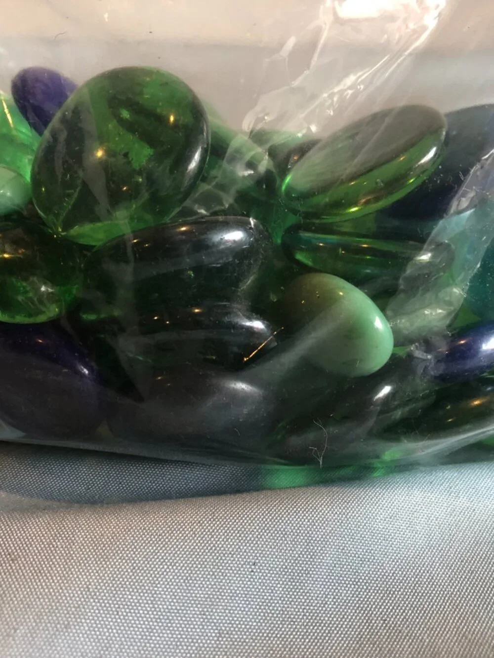 LOT Of Mostly Green with Blue Vase Filler Gems Stones #F49